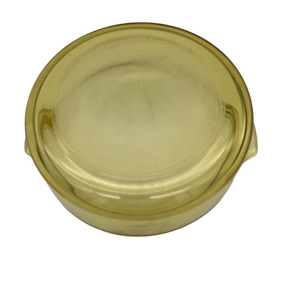 Vintage Amber Glass Round Casserole Dish w/ Handles Mexico 8.25" - Picture 5 of 7